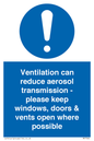 MP7566: Ventilation can reduce aerosol transmission - please keep windows, doors & vents open where possible