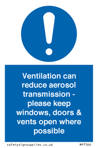 MP7566: Ventilation can reduce aerosol transmission - please keep windows, doors & vents open where possible
