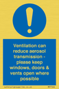MP7566: Ventilation can reduce aerosol transmission - please keep windows, doors & vents open where possible