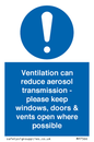 MP7566: Ventilation can reduce aerosol transmission - please keep windows, doors & vents open where possible