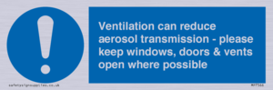 MP7566: Ventilation can reduce aerosol transmission - please keep windows, doors & vents open where possible
