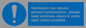 MP7566: Ventilation can reduce aerosol transmission - please keep windows, doors & vents open where possible