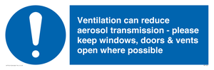 MP7566: Ventilation can reduce aerosol transmission - please keep windows, doors & vents open where possible