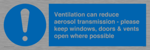 MP7566: Ventilation can reduce aerosol transmission - please keep windows, doors & vents open where possible