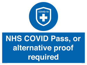 MP7765: NHS COVID Pass, or alternative proof required