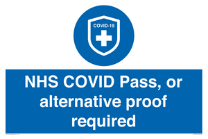 MP7765: NHS COVID Pass, or alternative proof required