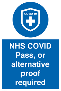 MP7765: NHS COVID Pass, or alternative proof required