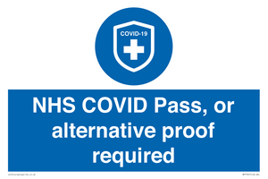 MP7765: NHS COVID Pass, or alternative proof required