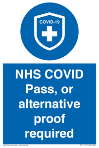 MP7765: NHS COVID Pass, or alternative proof required