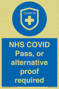 MP7765: NHS COVID Pass, or alternative proof required