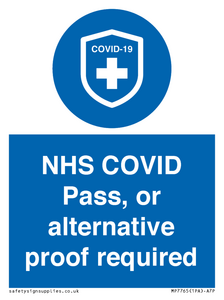 MP7765: NHS COVID Pass, or alternative proof required