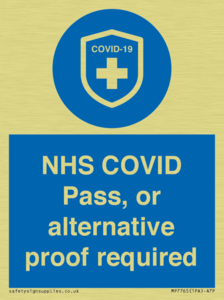 MP7765: NHS COVID Pass, or alternative proof required