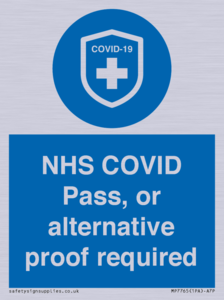 MP7765: NHS COVID Pass, or alternative proof required