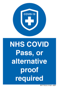 MP7765: NHS COVID Pass, or alternative proof required