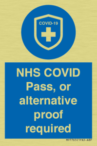 MP7765: NHS COVID Pass, or alternative proof required