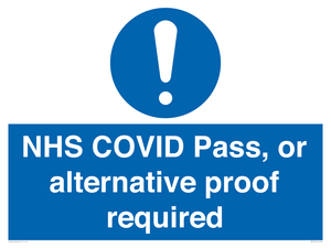 MP7766: NHS COVID Pass, or alternative proof required