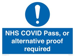 MP7766: NHS COVID Pass, or alternative proof required
