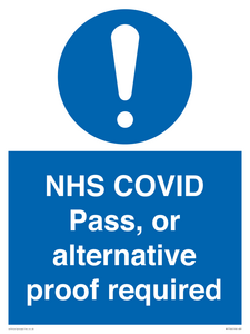 MP7766: NHS COVID Pass, or alternative proof required