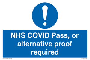 MP7766: NHS COVID Pass, or alternative proof required