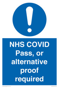 MP7766: NHS COVID Pass, or alternative proof required