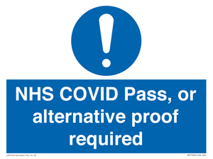 MP7766: NHS COVID Pass, or alternative proof required