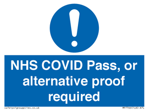 MP7766: NHS COVID Pass, or alternative proof required