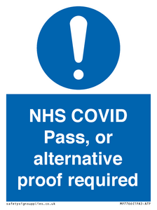 MP7766: NHS COVID Pass, or alternative proof required
