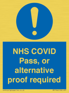 MP7766: NHS COVID Pass, or alternative proof required