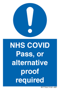MP7766: NHS COVID Pass, or alternative proof required