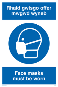 MP932: rhaid gwisgo offer mwgwd wyneb