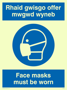 MP932: rhaid gwisgo offer mwgwd wyneb