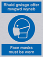 MP932: rhaid gwisgo offer mwgwd wyneb