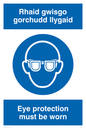 MP933: rhaid gwisgo gorchudd llygaid