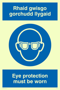 MP933: rhaid gwisgo gorchudd llygaid
