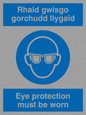 MP933: rhaid gwisgo gorchudd llygaid