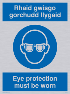 MP933: rhaid gwisgo gorchudd llygaid