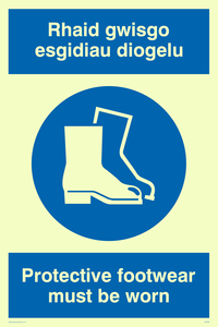 MP936: rhaid gwisgo esgidiau diogelu