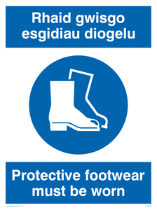 MP936: rhaid gwisgo esgidiau diogelu