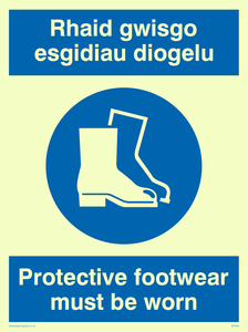 MP936: rhaid gwisgo esgidiau diogelu