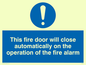 MQ213: this fire door will close automatically on the operation of the fire alarm