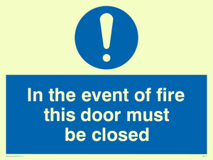 MQ214: in the event of fire this door must be closed