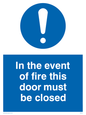 MQ214: in the event of fire this door must be closed