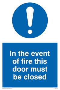 MQ214: in the event of fire this door must be closed