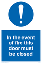 MQ214: in the event of fire this door must be closed