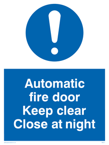 MQ217: automatic fire door keep clear close at night