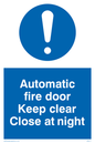 MQ217: automatic fire door keep clear close at night