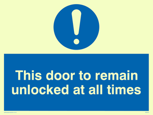 MQ224: this door to remain unlocked at all times
