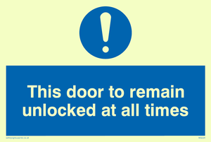 MQ224: this door to remain unlocked at all times