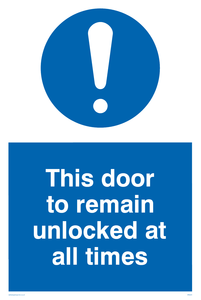 MQ224: this door to remain unlocked at all times