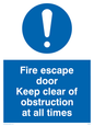 MQ225: fire escape door keep clear of obstruction at all times